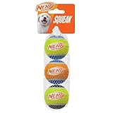 Nerf Dog Tennis Ball Dog Toy with Interactive Squeaker, Lightweight, Durable and Water Resistant, 2 Inches, for Small/Medium Breeds, Three Pack, Assorted Colors