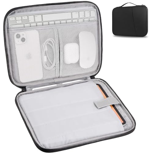 Bolsa de transporte para tablet de 9 a 11 polegadas para iPad Pro 11 (2022-2018), iPad 10,9 (10ª geração), iPad Air (5/4ª geração), Galaxy Tab A8/A7/S8/S7, bolsa protetora com bolso (preto)