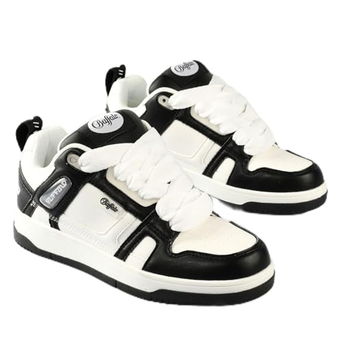 Buffalo Damen Schuhe Sneaker Schnürschuh Azalia LO, Farbe:Weiß, Schuhgröße:EUR 41, Artikel:-Black/White