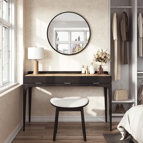 WOLTU Wall Mirror, Bathroom Mirror, Round Decorative Circle for Bedroom, Hollywood Mirror for Hallway, Living Room, Metal Vanity Mirror for Modern Home Decor, 80cm Black Frame - Image 8