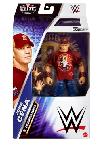 Mattel WWE Elite Series120 John Cena Figura de acción y Accesorios, Figura de acción Coleccionable de 15,24cm con 25puntos de articulación y Manos Intercambiables, JGV13