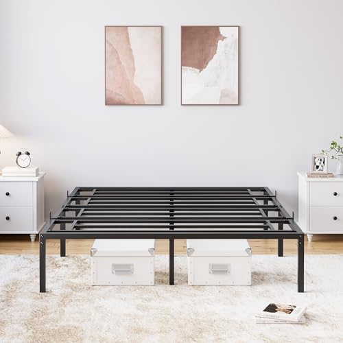 SunnyFurn 14 Inch Metal Queen Bed Frame Furniture with Storage, Heavy Duty Queen Size Bed Frame Platform Mattress Foundation with Steel Slat Support Easy to Assemble No Box Spring Needed (Queen) - Image 6
