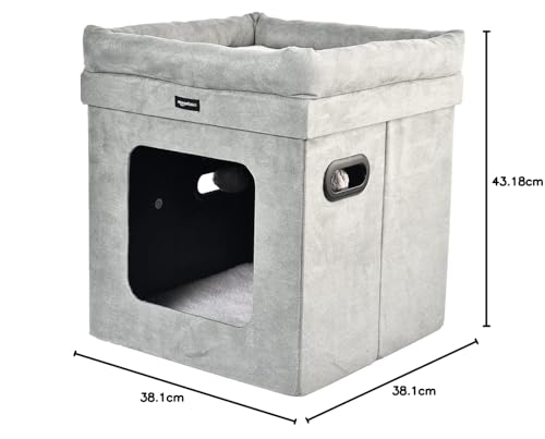 Amazon Basics Faltbares Katzenhaus, 38 x 38 x 43 cm, Grau
