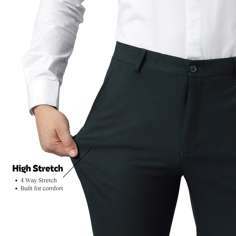 Image of SUBTRACT Slim-Fit Stretchable Lycra Formal Pants for Men with Flexible Waistband | Stylish Men's Wear Trousers for Office or Party |Dress Trouser Pant