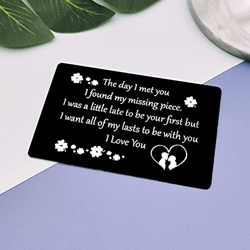 Metal Wallet Insert Card for Boyfriend Gifts from Girlfriend Anniversary Card Gifts Engraved Wallet Insert Card to My Man Husband Fiance Gift Couple Deployment Gifts Valentines Day Birthday Gift