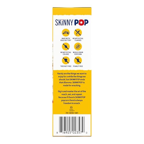 Image of SKINNYPOP Butter Flavored, Gluten Free Microwave Popcorn Box, 8.4 oz (12 Count)