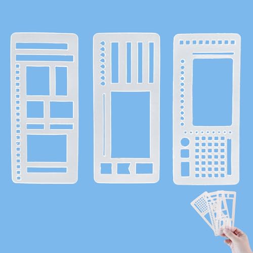 Handmade Flexible Record Template, 3-Pack Stencils Drafting Tools, Reusable Templates Planner Stencils For Journaling Checklists Boxes Lines &Amp; Daily Planning (Set C)