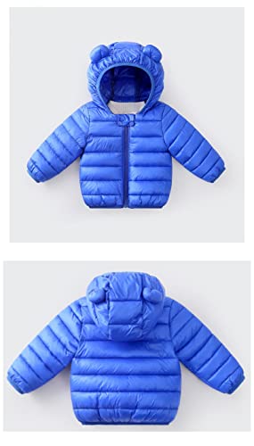 Achiyi Infant Toddler Boys Girls Down Cotton Winter Ears Hoodie Coats Windproof Lightweight Warm Jacket Blue 100