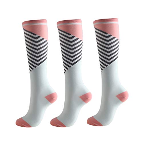 Booding 3 pares Calcetines de compresión para Mujeres y Hombres para Baloncesto Fútbol Correr Escalar Montaña para correr, médico, deportivo, viajes en avión, embarazo Cover