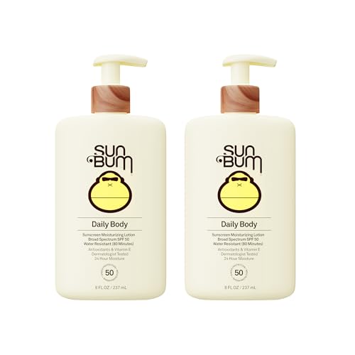 Image of Sun Bum Daily SPF 50 Sunscreen Body Lotion - Broad Spectrum Moisturizing Sunscreen with Vitamin E - Vegan and Hawaii 104 Act Compliant (Without Octinoxate & Oxybenzone) - 8 oz (Pack of 2)