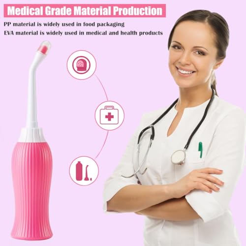 Image of RECLUSE Handheld Portable Bidet Spray with 2 Angled Nozzles Personal Bidet Sprayer for Kids Ass Washing, Personal Hygiene Bathroom Aid, Pregnant Women Cleansing, Postpartum Clean (Pink)