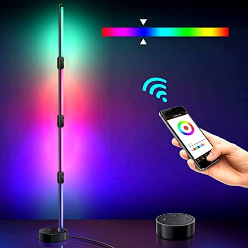 Laokiiy LED Floor Lamp, Modern Floor Lamp RGB Corner Floor Lamp Compatible with Alexa Google HOM WiFi App Remote Control 16 Million DIY Colors & Music LED Lamp for Bedroom Living Room