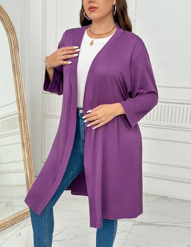 Image of Ekouaer Women Plus Size Robe Knee Length Lightweight Bathrobe Short Kimono Robes with Pockets Maternity Robe
