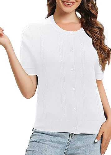Urban CoCo Women's Short Sleeve Round Neck Cropped Cardigan Sweater Lightweight Shrug Sweaters for Women4