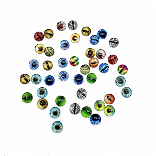 Julie Wang 8MM 100PCS Dragon Glass Cabochon Eyes for Miniature Models Clay Sculpting Fantasy Art Props DIY Craft Findings About 0.31inches