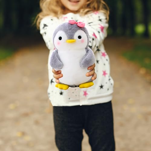 Wishstar Kuscheltier Pinguin Plüschtier für Mädchen, Stofftier Schmusetier zum Kuscheln & Spielen, Plüschtier Pinguin Geschenk, Pudgy Penguins Plush Für Mädchen(Pinguin mit Schleife,25 cm)