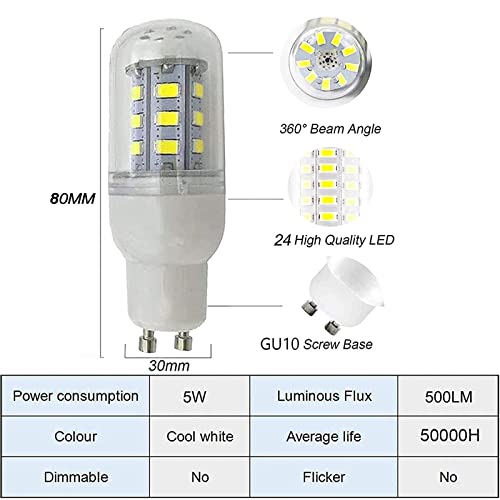 CNMMM GU10 LED Mais Bulbi 5W Forma cilindrica 360°...