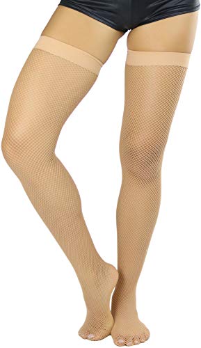 Image of ToBeInStyle Women's Fine Classic Fishnet Thigh High Stretch Nylon Novelty Stockings