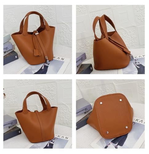 Fashionable solid color lock design bucket bag, vegetable basket, ladies' elegant and versatile shoulder crossbody3