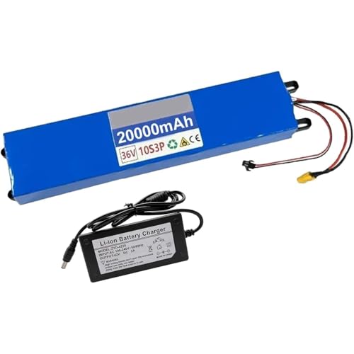 HTDRE Batería de Bicicleta eléctrica Plegable de Litio de 36 V y 20 Ah, con Placa de protección BMS, para 750 W, 500 W, 450 W, 350 W y 250 W, con Cargador T
