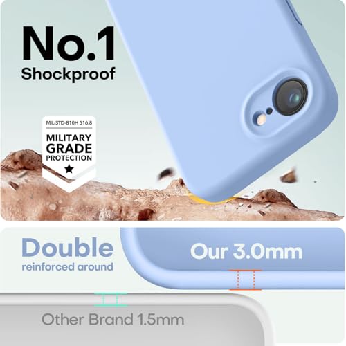 Image of LOVE 3000 Designed for iPhone 16e /17e Case, Premium Silicone with [Soft Anti-Scratch Microfiber Lining] Shockproof Protective Phone Case for Men Women Girls 6.1 inch, Light Blue