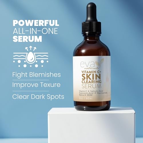 Image of Vitamin C Serum for Face with Retinol & Salicylic Acid - Skin Clearing Acne Spot Treatment with Niacinamide, Hyaluronic Acid, MSM - Anti-Aging Facial Serum for Dark Spots and Blemishes, 2 Fl Oz