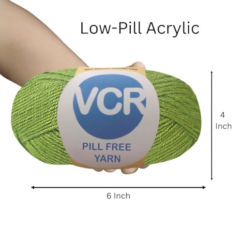 Image of VCR Olive Green Yarn, Pill-Free Soft Knitting Yarn, 100 Grams Hank, 263 Meters Length, Low-Pill Acrylic Yarn, Soft Crosia Threads, Pack of 1, Suitable for Beanies, Caps and Gloves