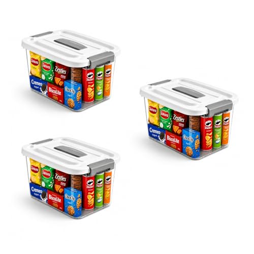 Image of KREPS Plastic Storage Bins With Latching Lids Stackable Containers, Large Storage Box For Bedroom, Basement, Classroom, Camping, Office (TRANSPARENT, LARGE - 14.5 X 10.5 X 8.2 INCH, PACK OF - 3)