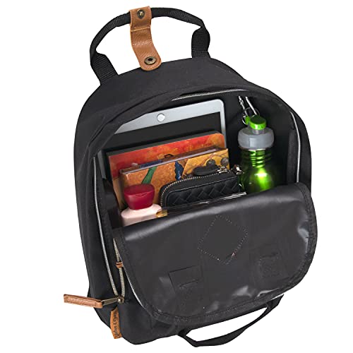 MADISON & DAKOTA Canvas Mini Backpack for Everyday & Day Pack Rucksack in Solid Color Blocks (Black)3