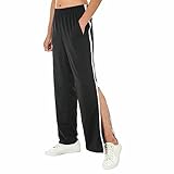 Men's Tear Away Basketball Pants Zip Off Track Pants Post Surgery Sweatpants with Zipper Legs (Black, M)