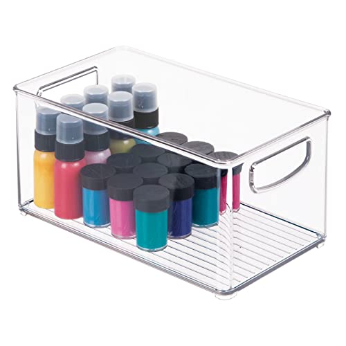 mDesign boîte de rangement en lot de 2 pour accessoires de bricolage – caisse plastique avec poignées à utilisations multiplies – casier de rangement résistant pour perles, cotons, etc. – transparent - Image 8