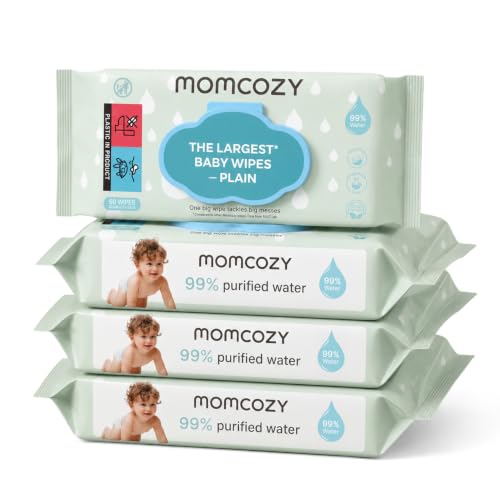 Image of Momcozy PLAIN Baby Wipes Sensitive, Minimal Ingredient Formula, 4 Packs