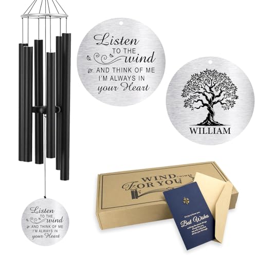 Image of ASTARIN Personalized 30 inch Bereavement Wind Chimes for Outside, Memorial Gift in Remembrance of a Loved One, Sympathy Gift for Loss of Mother Father Husband, Garden Patio Decor