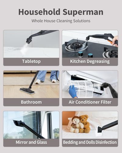 Image of Portable Steam Cleaner, 293F 58 PSI Powerful Multipurpose Handheld Steam Mop, 21 Attachments, 50Oz Capacity, Heavy Duty Steamer for Carpets, Floors, Cars, Tiles, Crack Cleaning, Turquoise