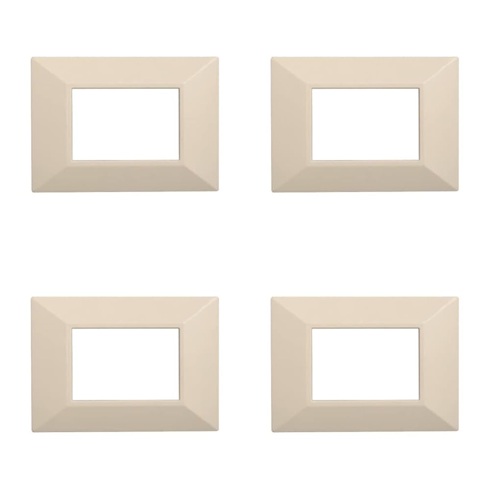 4 Placche Compatibili Bticino Axolute | Plastica Bianca, Stile Piramide - 3 Posti/Moduli