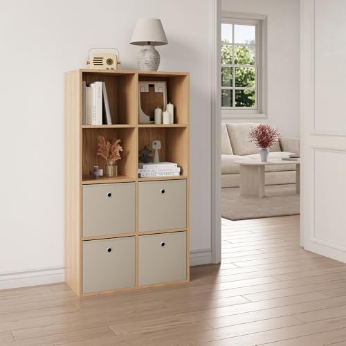 [en.casa] Set de 10 x Caja de almacenamiento plegable 28x30x30cm Juego de 10 Cajas Almacenaje Organizadoras con Asa Contenedores para Ropa o Juguetes Beige - imagen 4