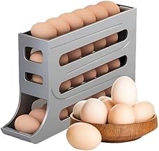 Auto Rolling Fridge Egg Organizer, Space-Saving Egg Dispenser Holder, 4 Tiers Stackable Egg Dispenser, 30 Eggs Fridge Egg Rack Large Capacity Egg rack for Refrigerator. (Grey)