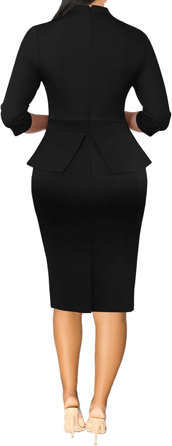 DinyIn Church Dresses for Women 2025 Casual Wrap Business Wear to Work Dress Bodycon Pencil Party Outfits - Image 2