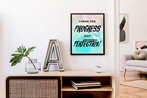 Fitness Motivational Wall Art - “Strive For Progress Not Perfection” Quotes Wall Art for Home & Office - Personalized Wall Art Decor for Gym Enthusiasts - Colorful Gift For Workout Zone, 11x14 inch