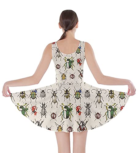 Cowcow Womens Party Dress Beige Watercolor Beetles 2X-Large Skater Dress #TOP1