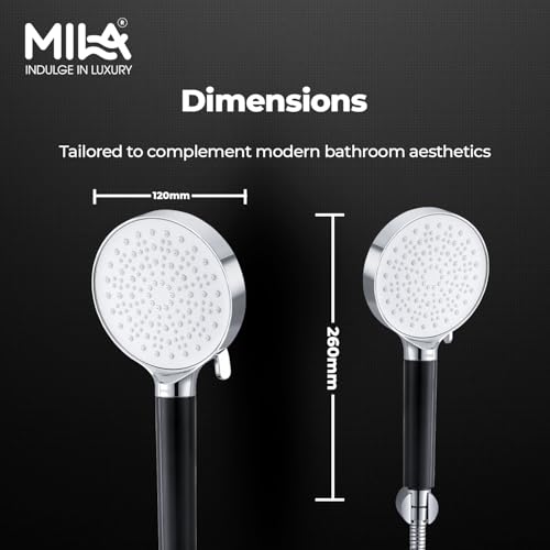 Image of Mila Midnight 5-Function Hand Shower with Filter | Rain, Boost Water, Shock Water, Mix Spray Modes | Matt Black & Chrome Finish | Includes Hose (1.5m), Bracket & Installation Kit (120 * 260mm)