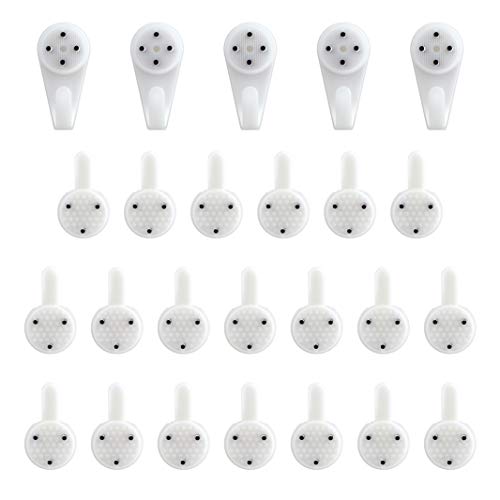 YAXEON 25 pcs Hard Wall Hook, Non-Mark Hook, No Trace Hanger, Photo Picture Hanger, Non-Trace Hanging kit, Invisible Concrete Nail, Frame Nail Hanger, No Damage Wall Mounted Hanger. S/M Size.