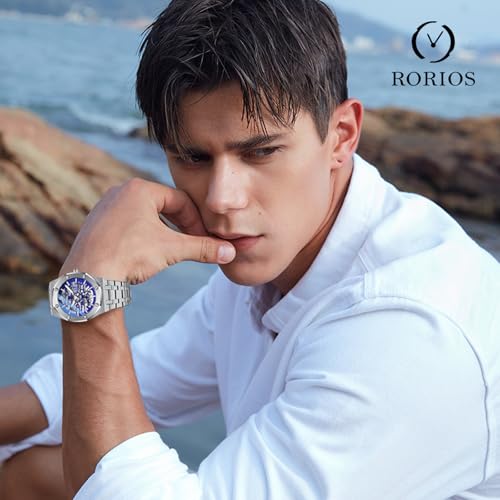 Image of RORIOS Business Dress Men's Watch Automatic Mechanical Watch Luminous Watch with Stainless Steel Strap Self-Winding Wrist Watch