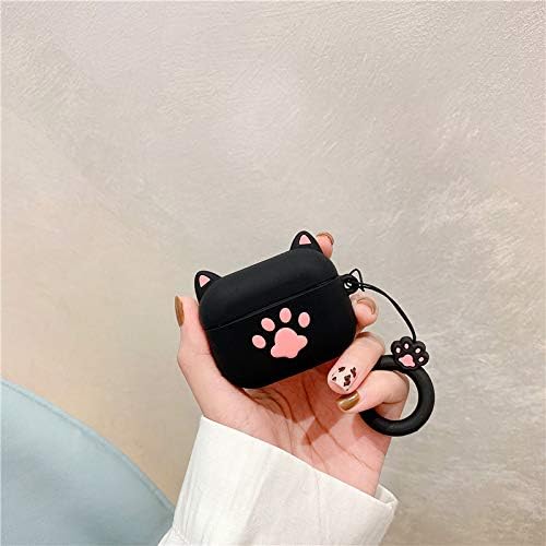 Miniatura 2 de Funda de silicona divertida compatible con Apple Airpods Pro y Pro 2 patrón de mascotas 3D (negro gato)