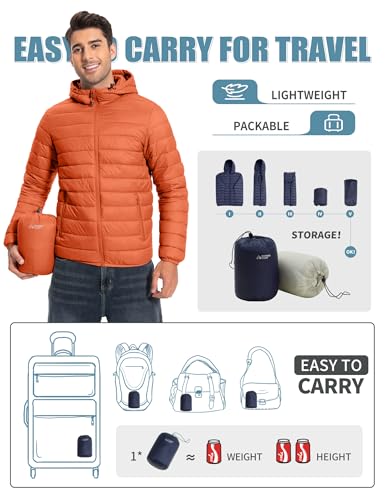 Image of Pioneer Camp Mens Lightweight Packable Puffer Jacket Hooded Insulated Thermal Puffy Winter Jackets for Running Travel