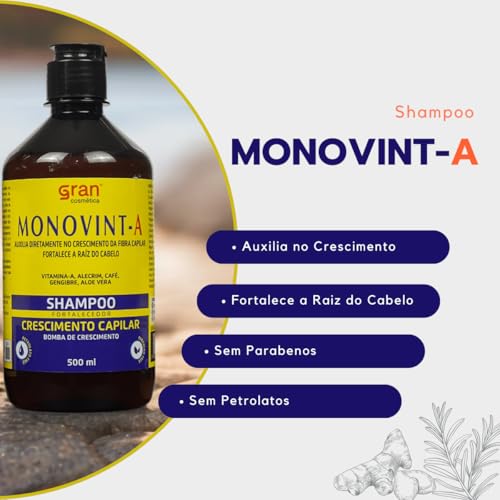 Shampoo Monovin A Fortalecimento e Crescimento Capilar Acelerado 500ml Gran Cosmética