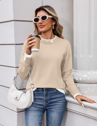 Zeagoo Womens Sweaters Crewneck Long Sleeve Pullover Tops Apricot - image 2