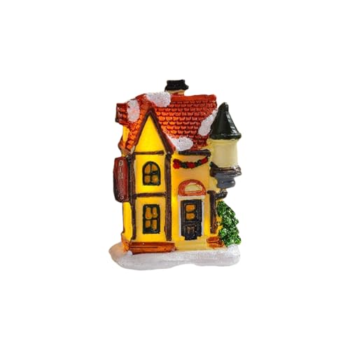 電池式クリスマス村の家の装飾子供部屋用ホリデーパーティーLEDライト付き手彫り樹脂オーナメント電池式ホリデーライトアップギフト