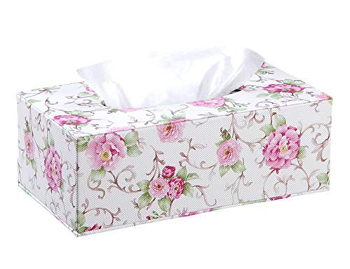 S Forever Home Decor Flower Pattern Faux Leather Tissue Box Cover (Rectangular)