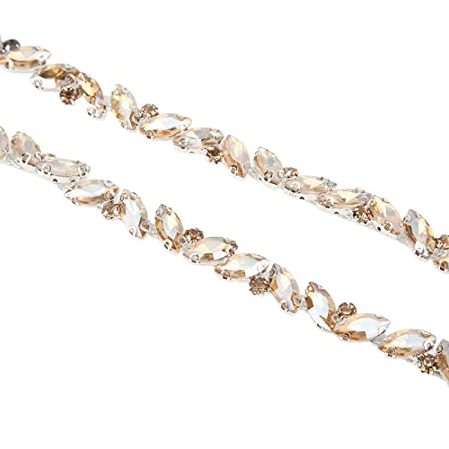 1 Yard Rhinestone Chain, AB Crystal Rhinestone Applique Beaded Chain Patch Sewing Trim Fringe Embellishment for Clothing Shoes Jewelry Accessories(Golden champagne) by Hztyyier - Image 8